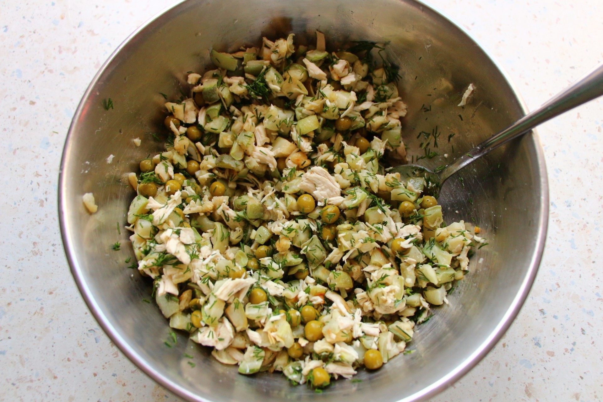 Шаг 4 приготовления Киш с курицей и кабачками