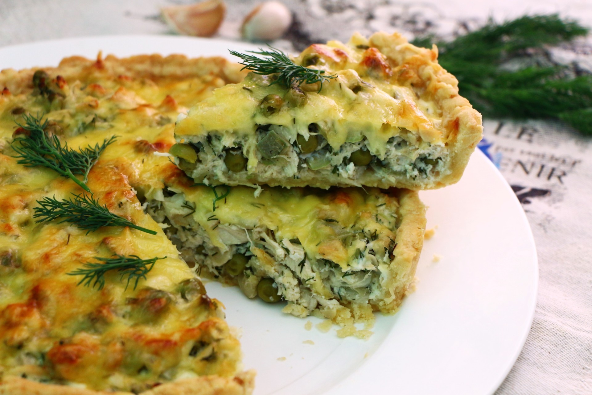 Обложка рецепта Киш с курицей и кабачками