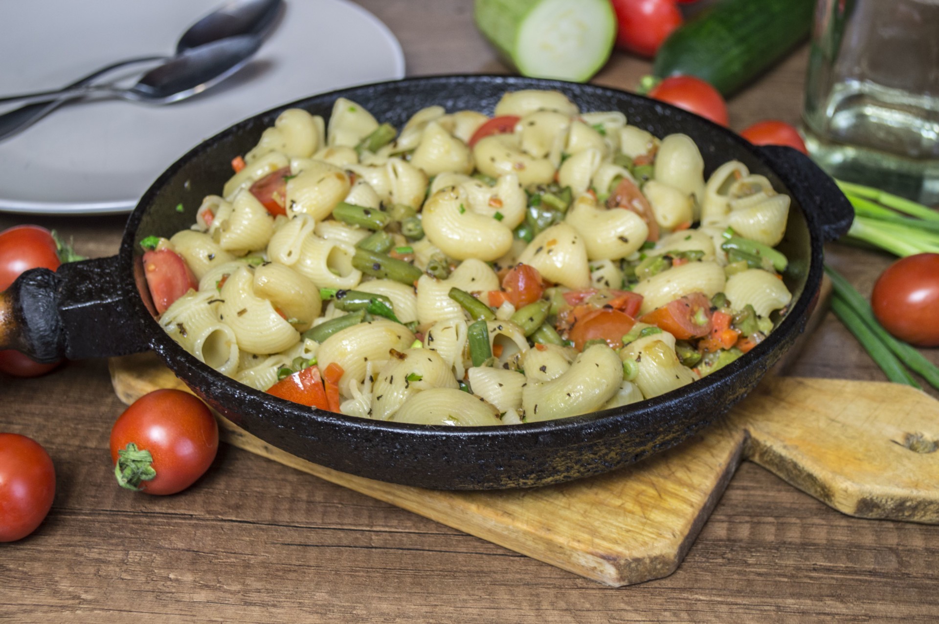Шаг 5 приготовления Макароны со стручковой фасолью и кабачками