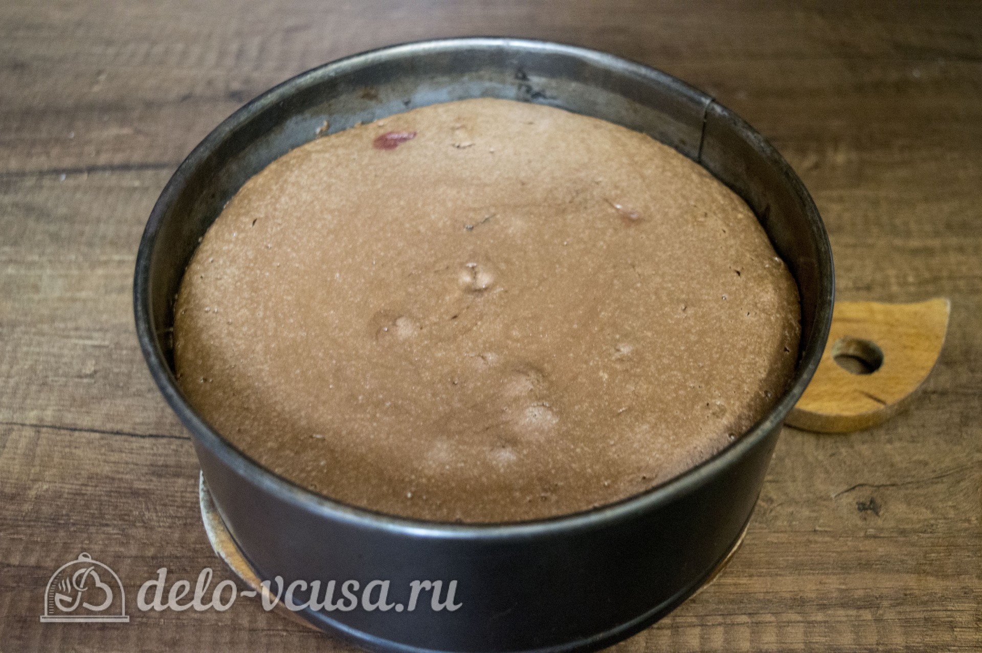 Шаг 9 приготовления Шоколадный чизкейк с малиной