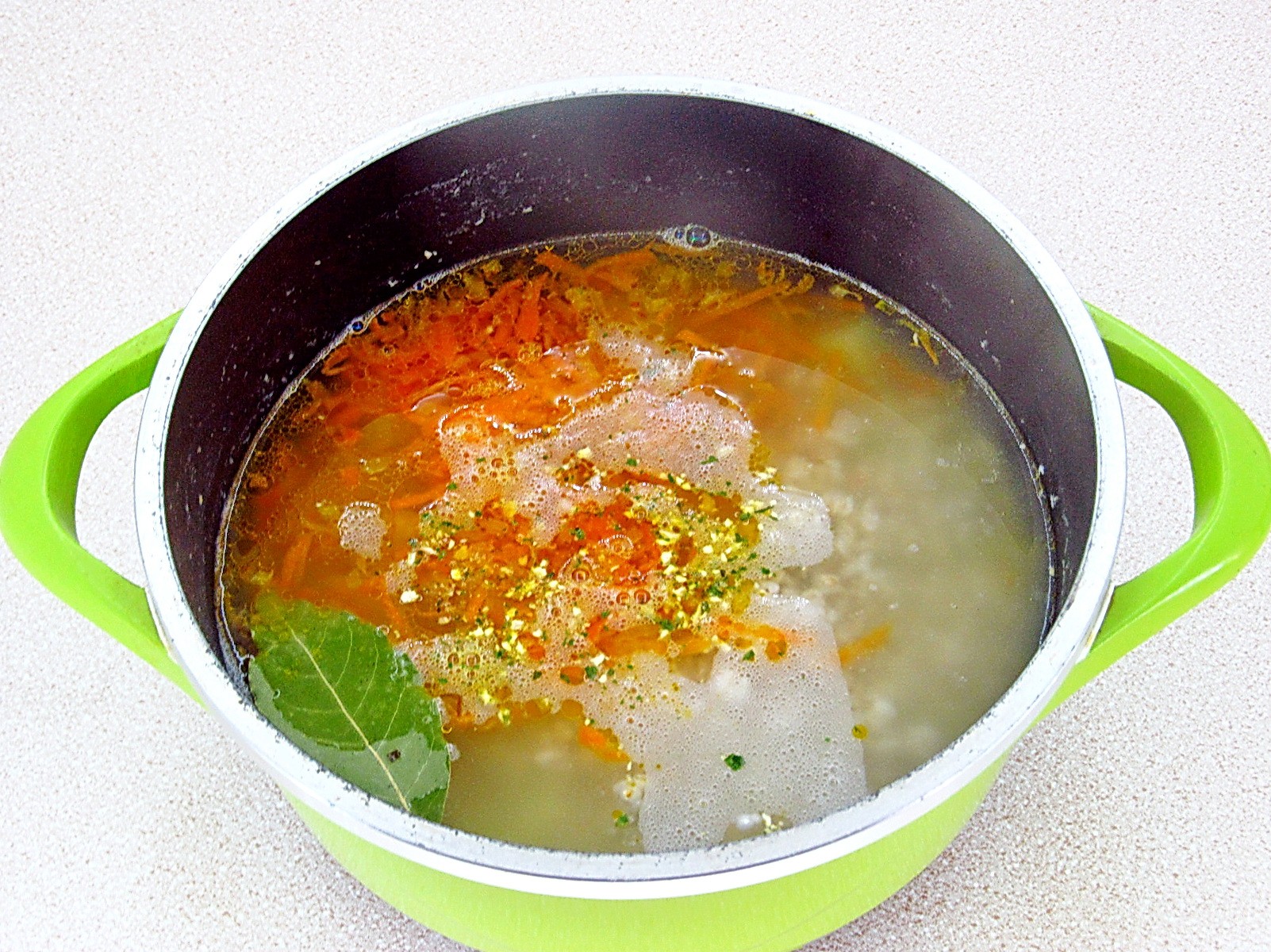 Шаг 8 приготовления Овсяный суп с курицей и овощами