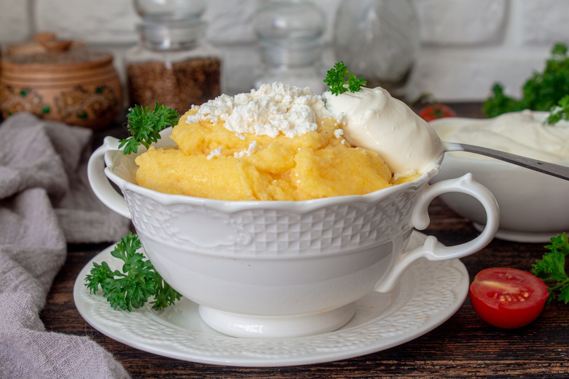 Шаг 7 приготовления Кукурузная каша с сыром