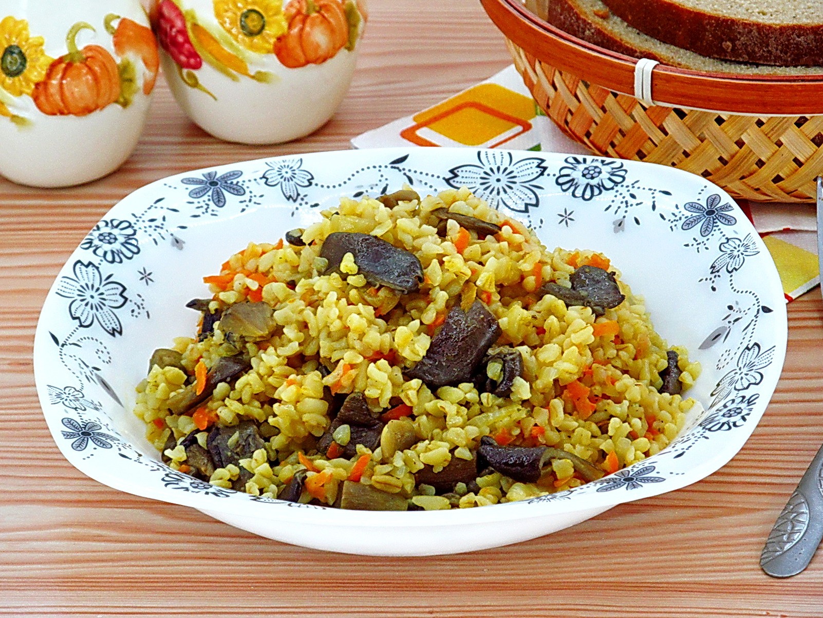 Обложка рецепта Булгур с овощами и вешенками