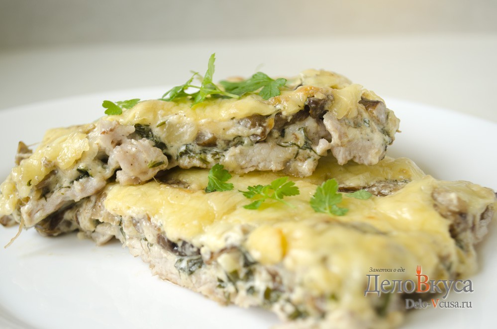 Шаг 16 приготовления Мясо по-французски из свинины с грибами