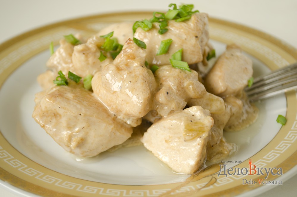 Шаг 8 приготовления Куриное филе в соусе из сметаны