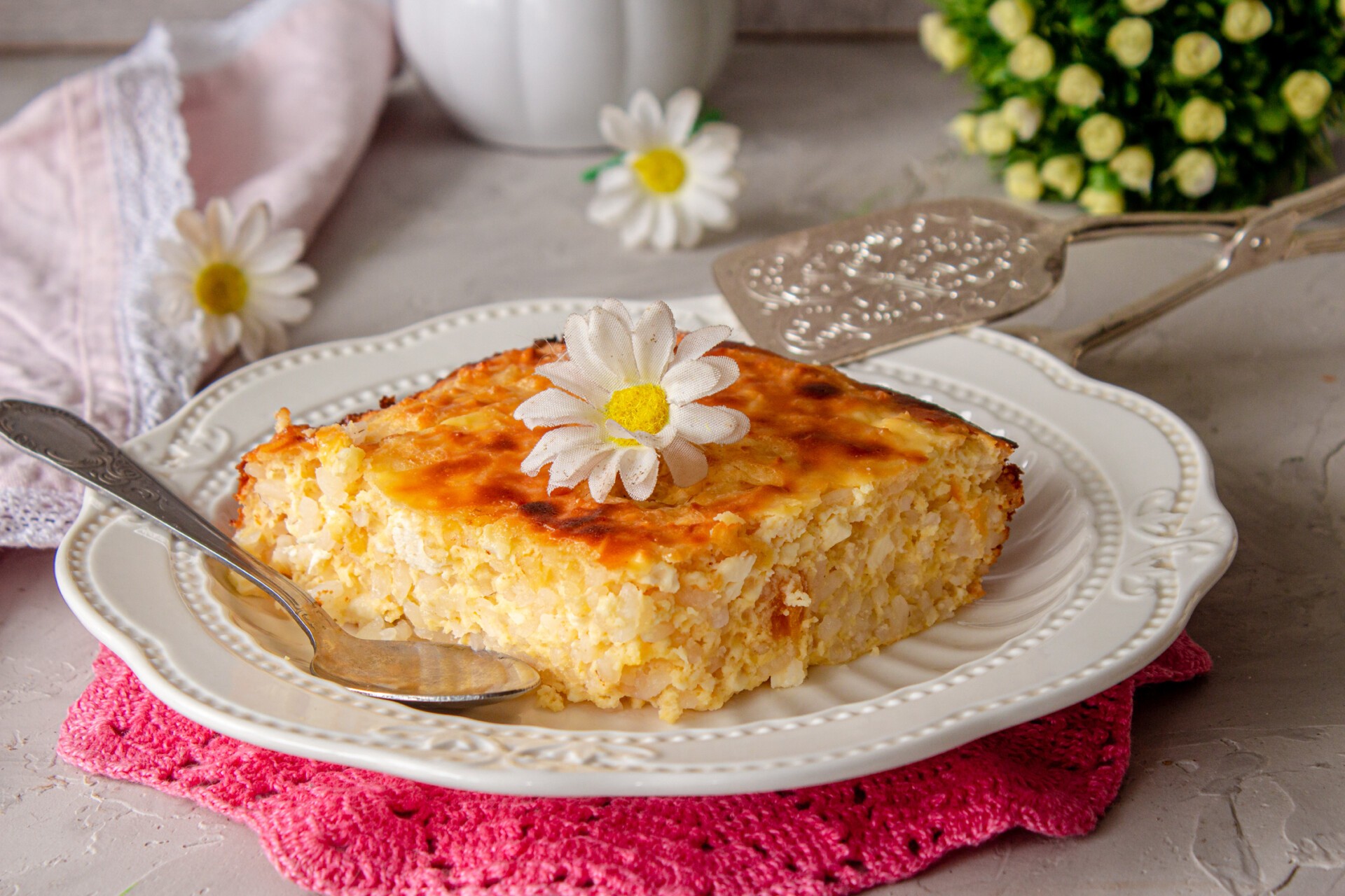 Шаг 7 приготовления Творожная запеканка с рисом и курагой