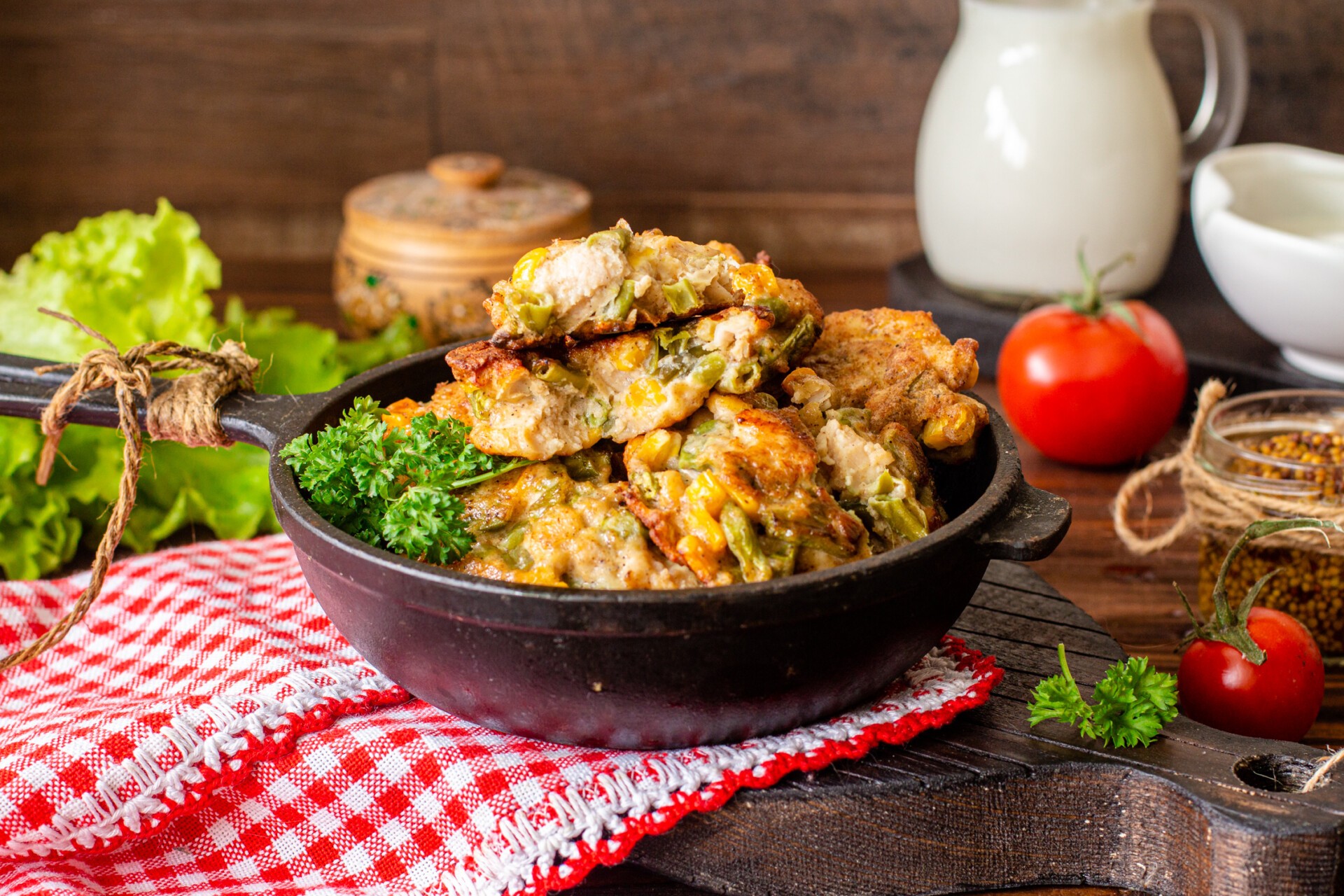 Шаг 9 приготовления Куриные оладьи с кукурузой и фасолью
