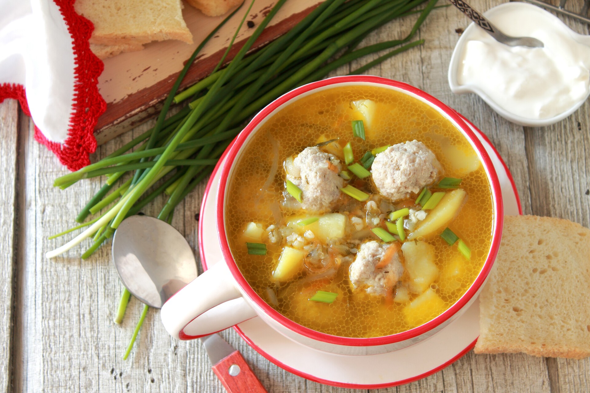 Шаг 11 приготовления Рассольник с булгуром и фрикадельками