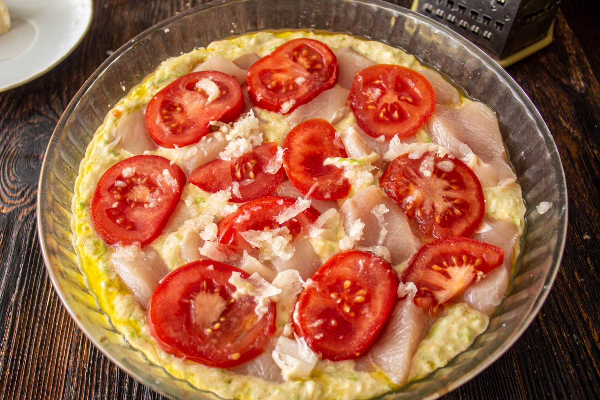 Шаг 8 приготовления Кабачковая пицца с курицей в духовке