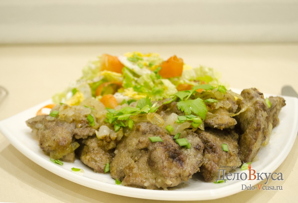 Шаг 11 приготовления Куриная печень жареная с луком