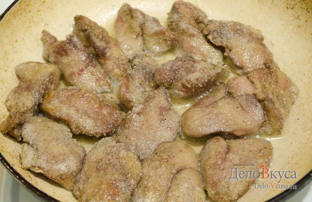 Шаг 6 приготовления Куриная печень жареная с луком