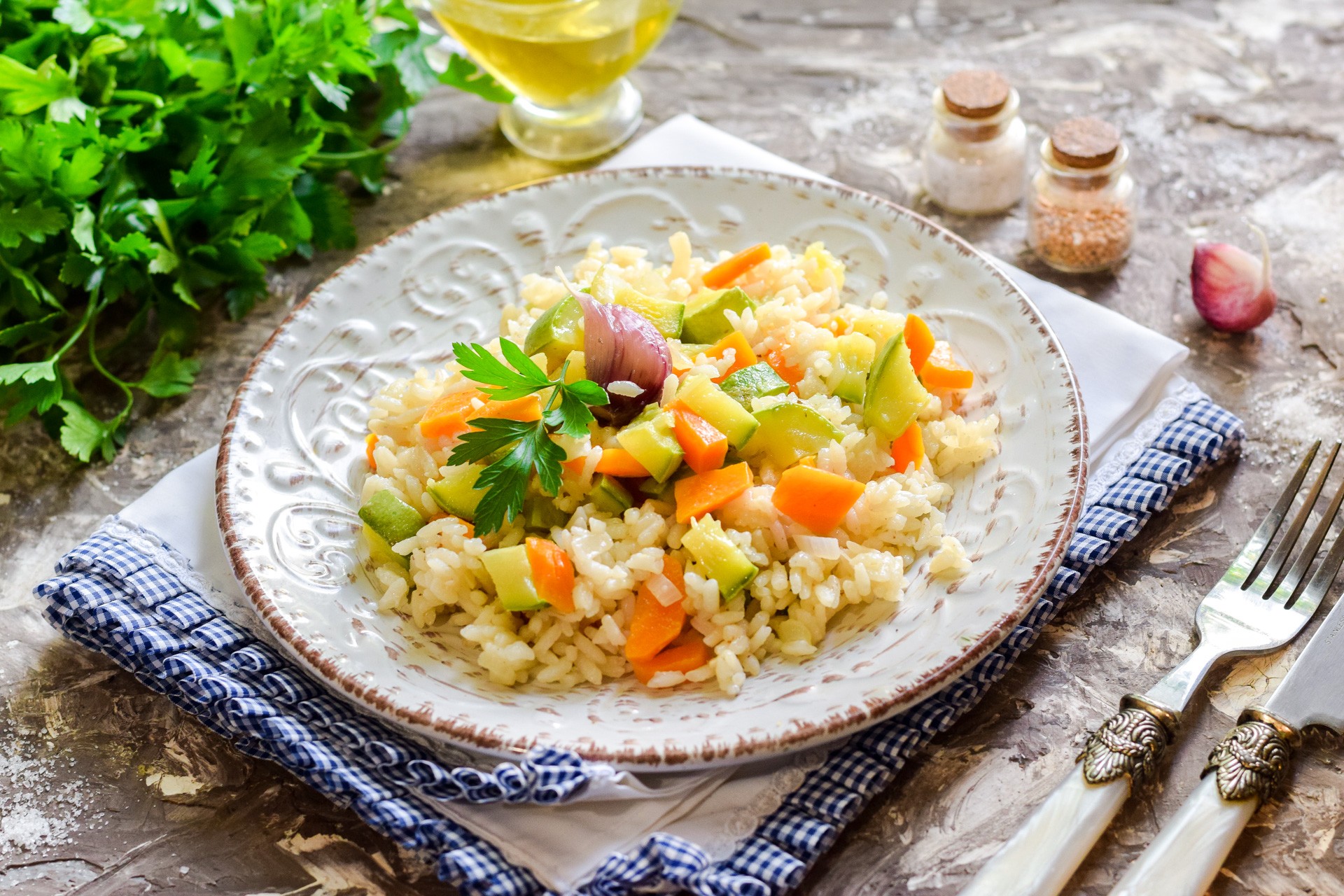 Обложка рецепта Овощной плов с кабачками