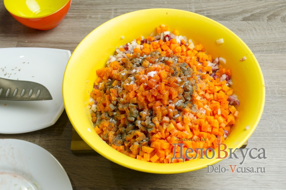 Шаг 16 приготовления Манты с мясом и тыквой в мультиварке
