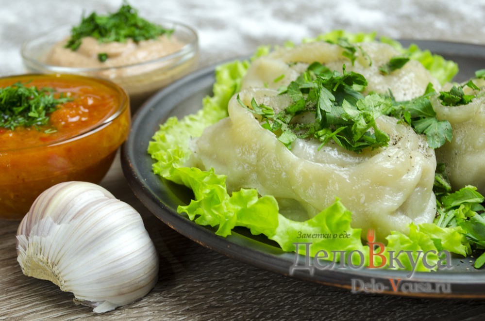 Шаг 32 приготовления Манты с мясом и тыквой в мультиварке