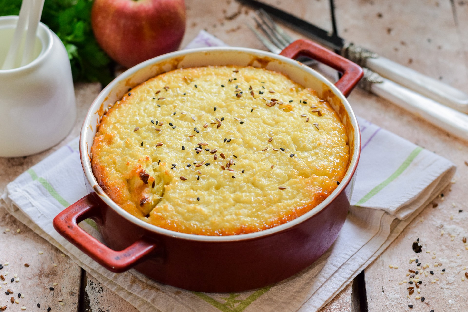 Шаг 10 приготовления Пшенная запеканка с яблоками