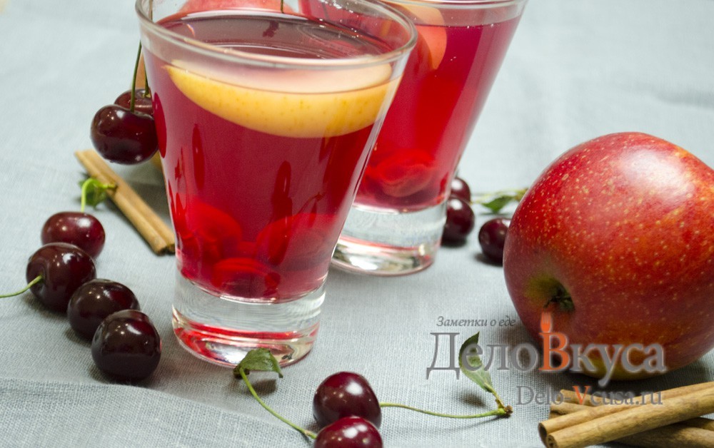 Шаг 6 приготовления Компот из вишни и яблок с корицей