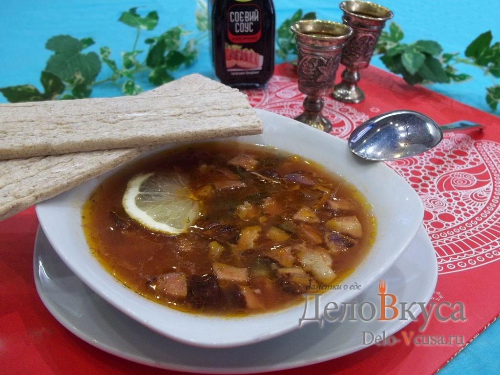 Шаг 11 приготовления Солянка сборная мясная
