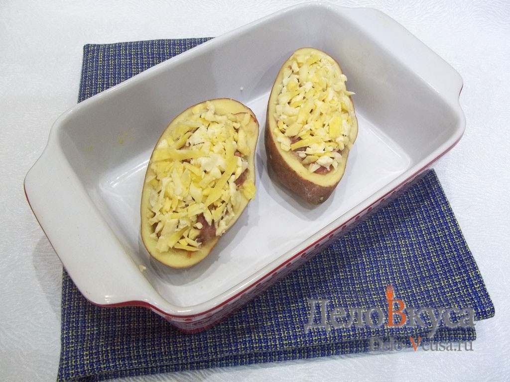 Шаг 5 приготовления Фаршированная картошка в духовке с мясным фаршем