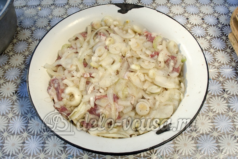 Шаг 6 приготовления Шашлык из свинины в луковом маринаде