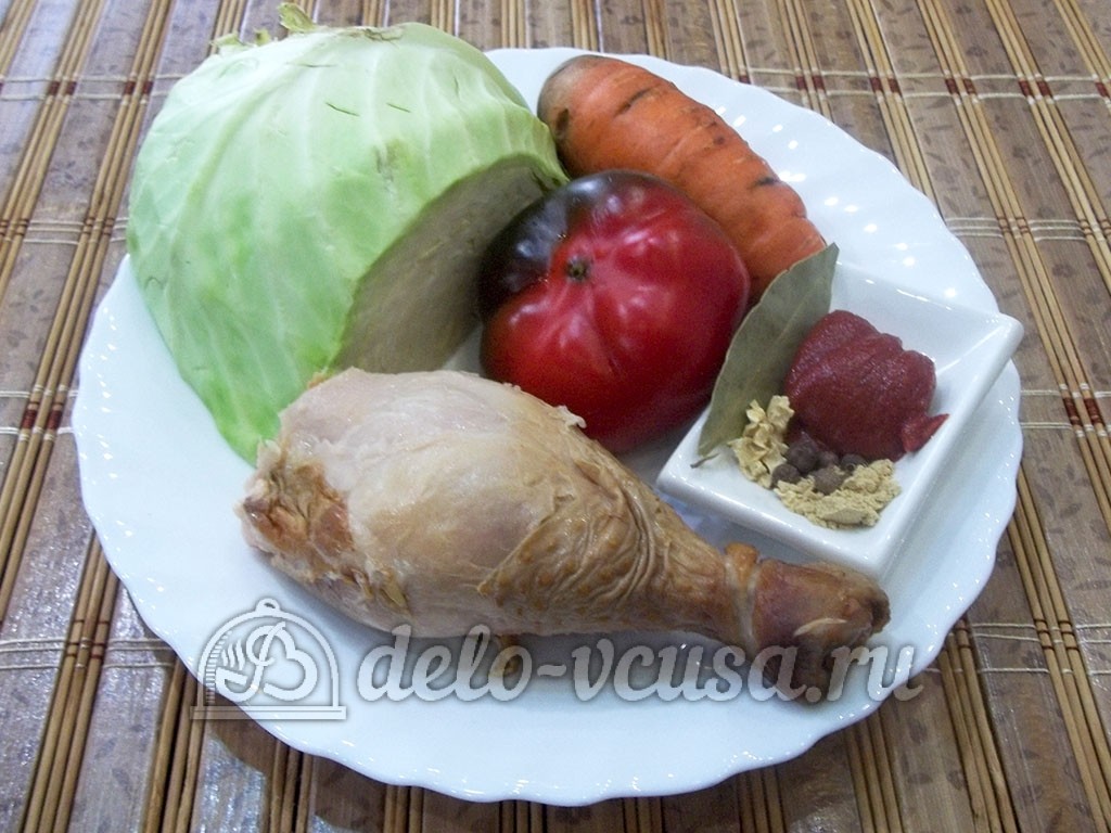 Ингредиенты Тушеная капуста с копченым мясом Фото ингредиенты Тушеная капуста с копченым мясом