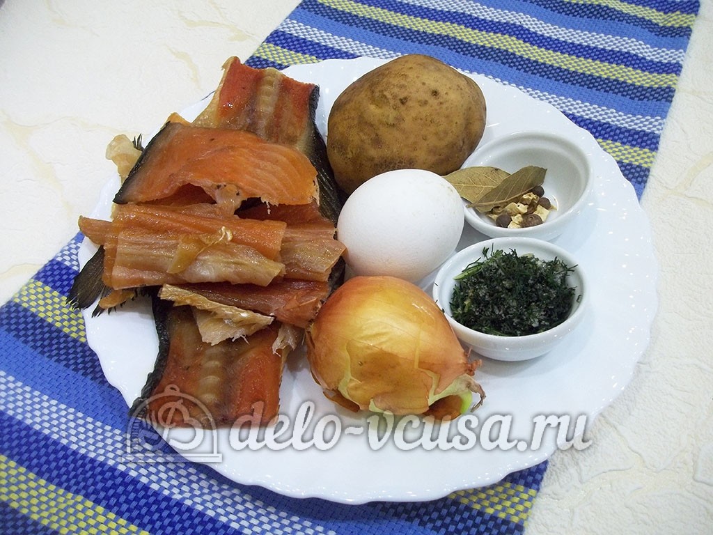 Ингредиенты Уха из хребтов семги Фото ингредиенты Уха из хребтов семги