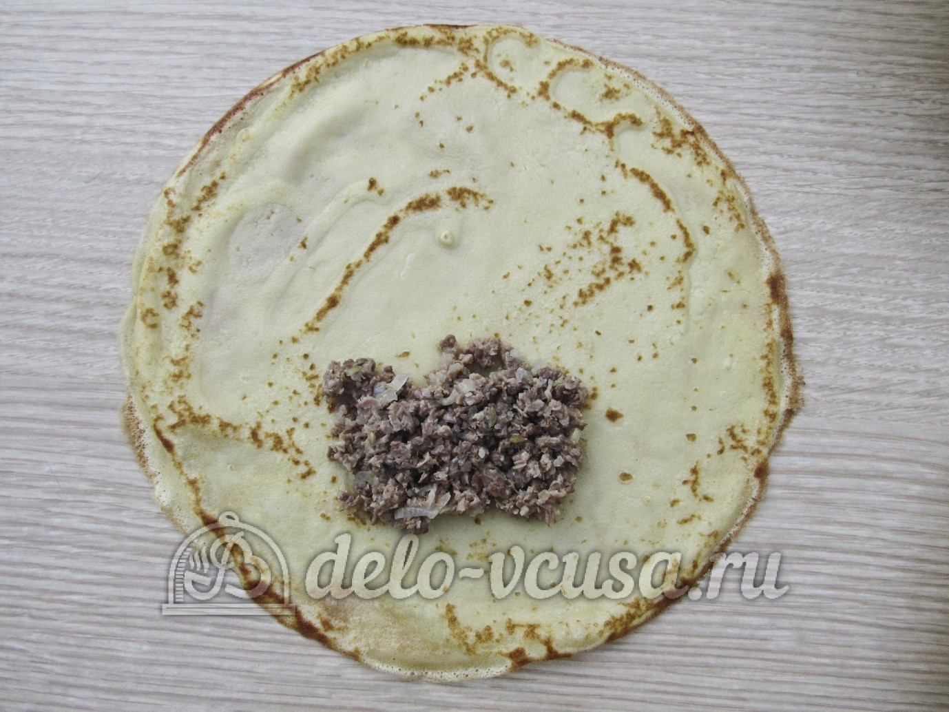 Шаг 17 приготовления Блинчики с куриными желудками
