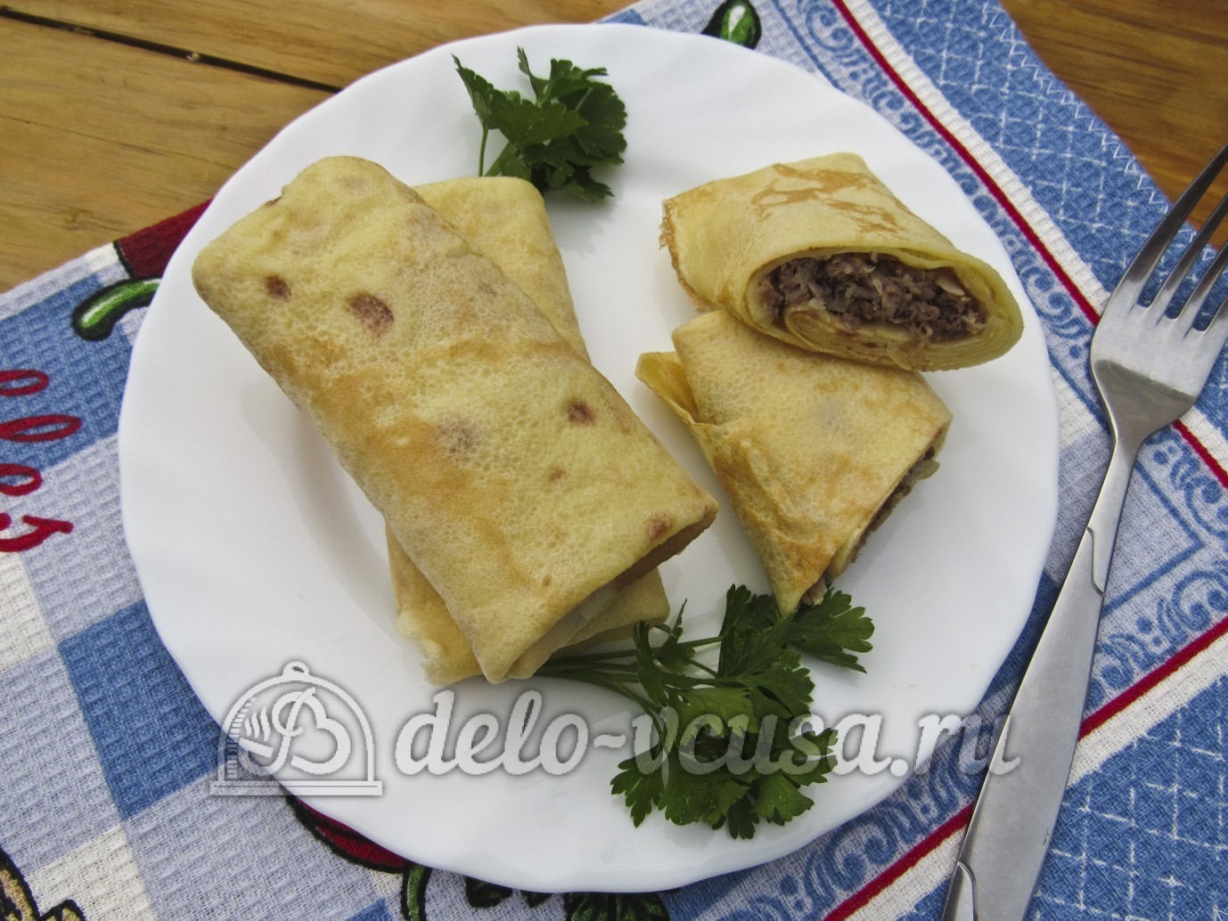 Шаг 20 приготовления Блинчики с куриными желудками