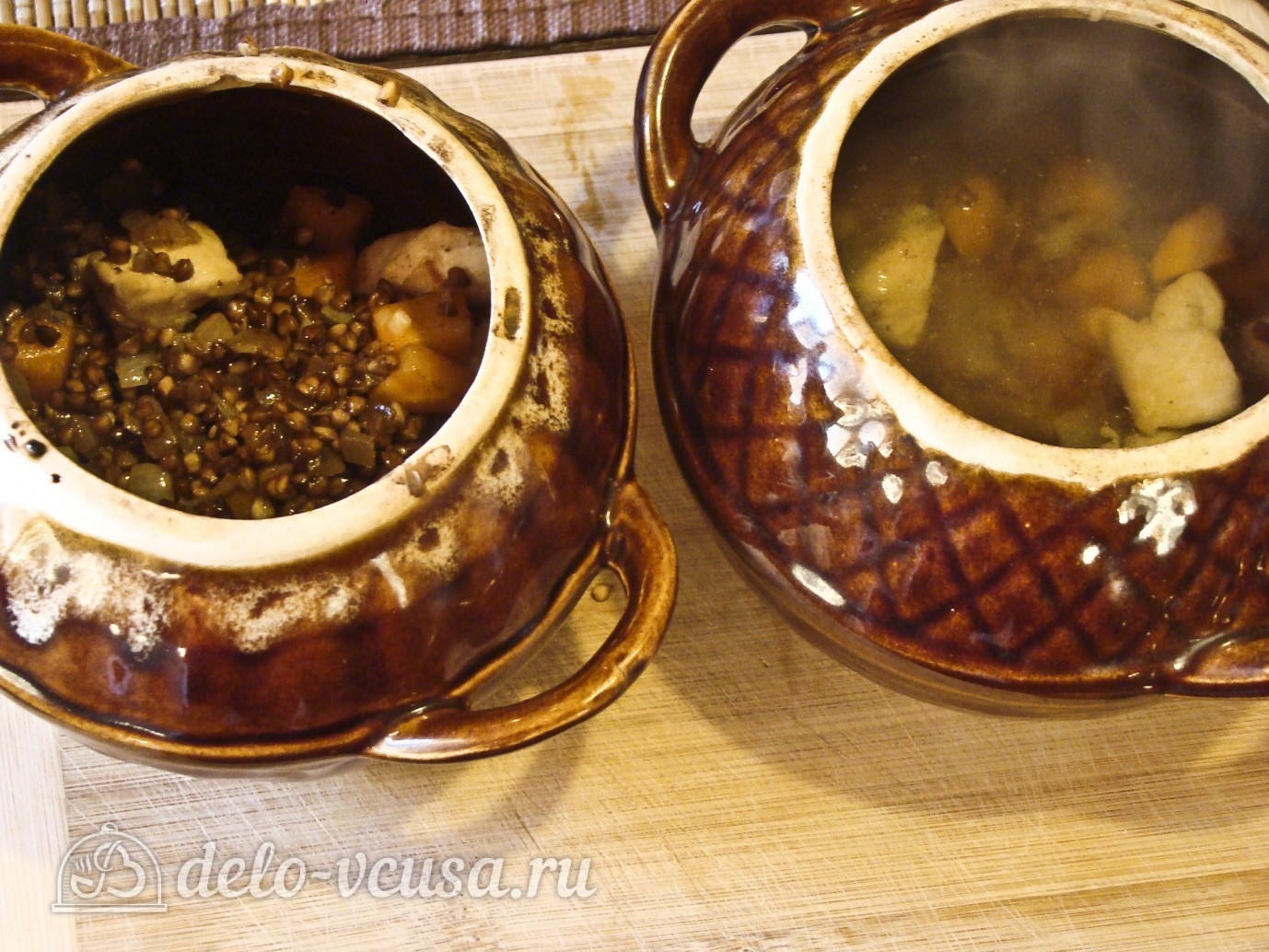 Шаг 7 приготовления Гречка с курицей в горшочке