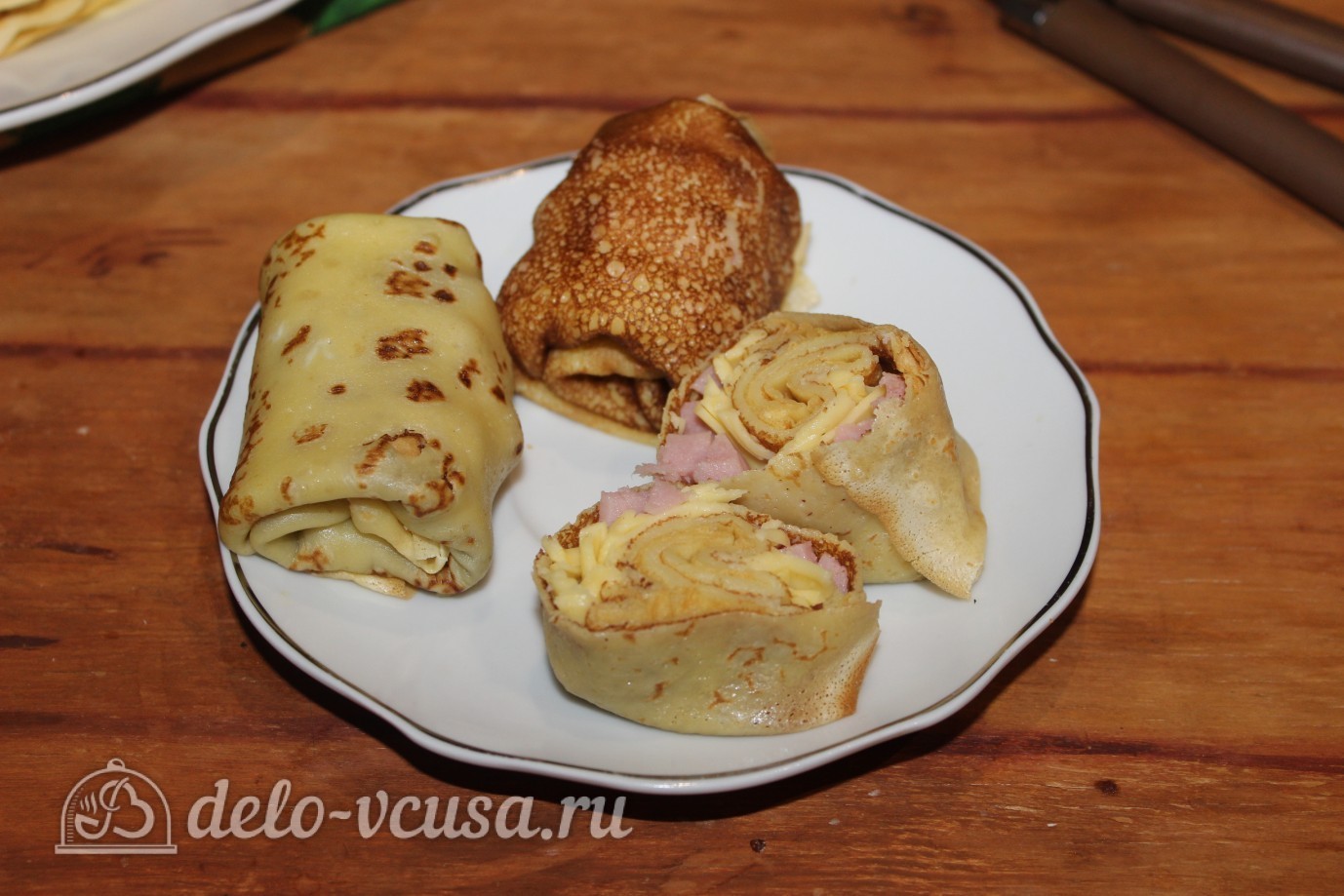 Шаг 14 приготовления Блины с ветчиной и сыром