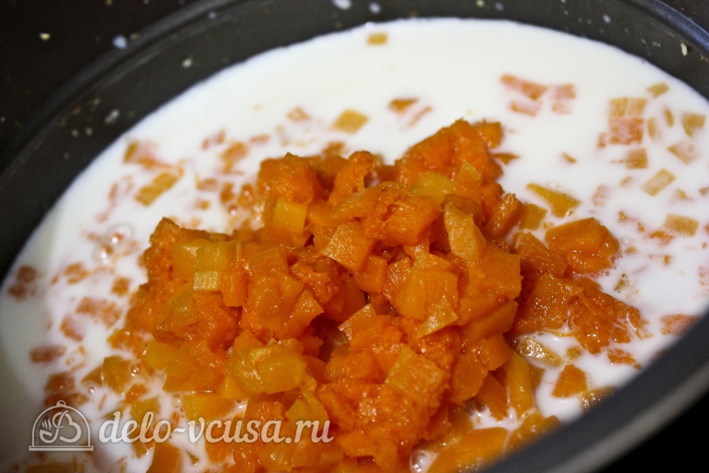 Шаг 4 приготовления Кукурузная каша с тыквой в мультиварке