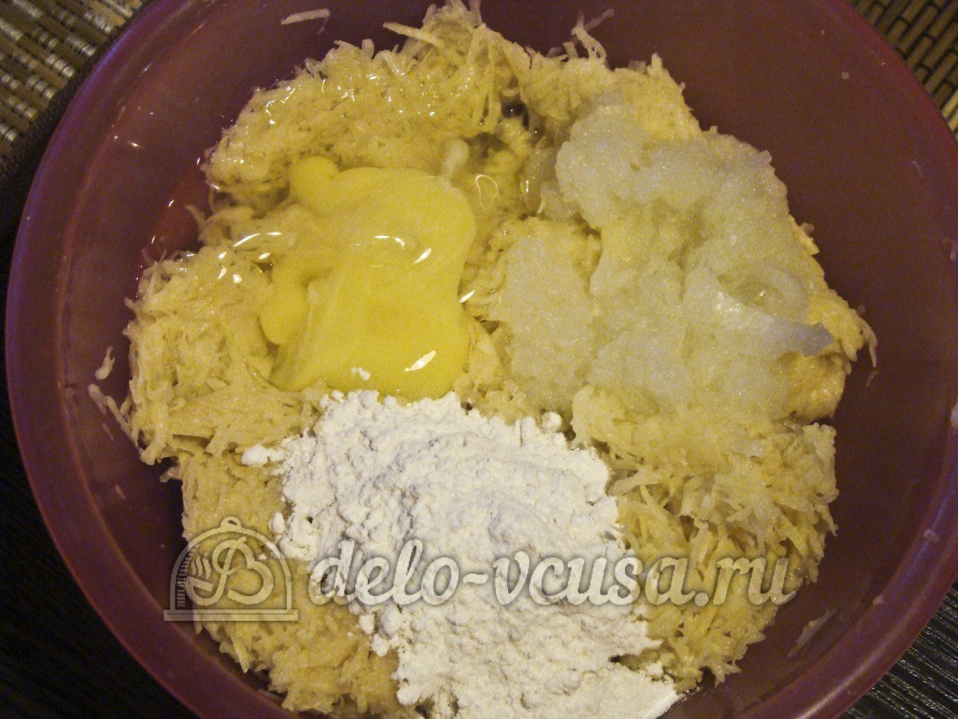 Шаг 6 приготовления Картофельные драники с мясом