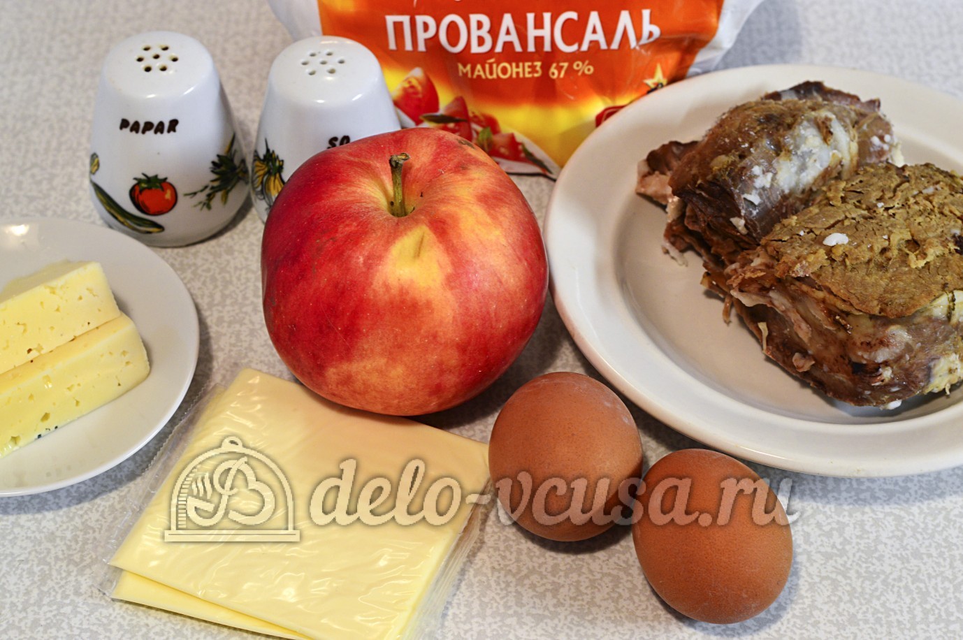 Ингредиенты Мясной салат с яблоком Фото ингредиенты Мясной салат с яблоком