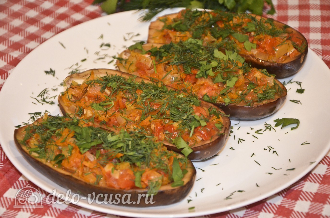 Шаг 12 приготовления Баклажаны, фаршированные овощами