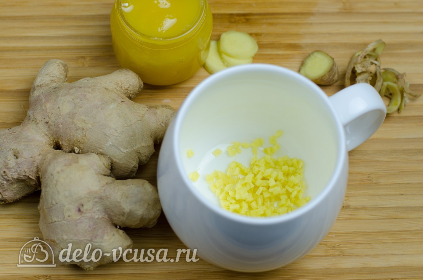 Шаг 4 приготовления Имбирный чай с медом