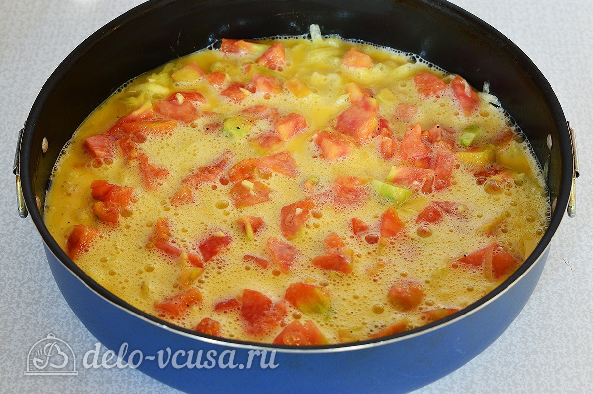 Шаг 7 приготовления Омлет с овощами в духовке