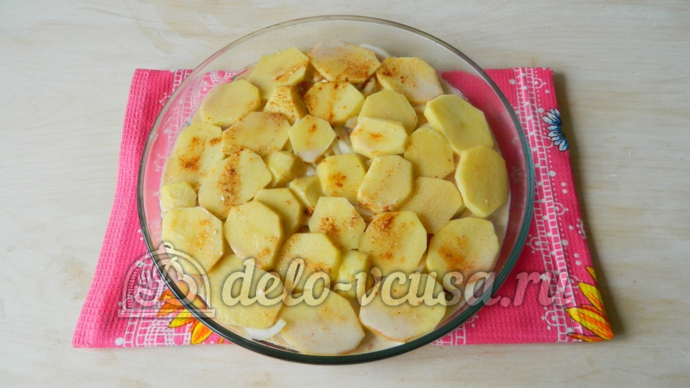 Шаг 6 приготовления Картошка с мясом в духовке
