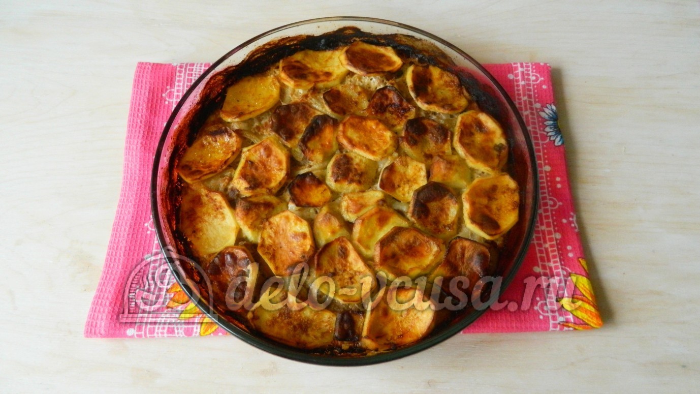 Шаг 7 приготовления Картошка с мясом в духовке