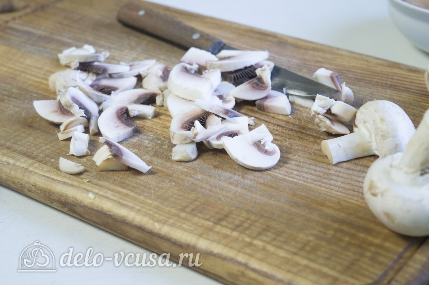 Шаг 2 приготовления Картофельная запеканка с курицей и грибами