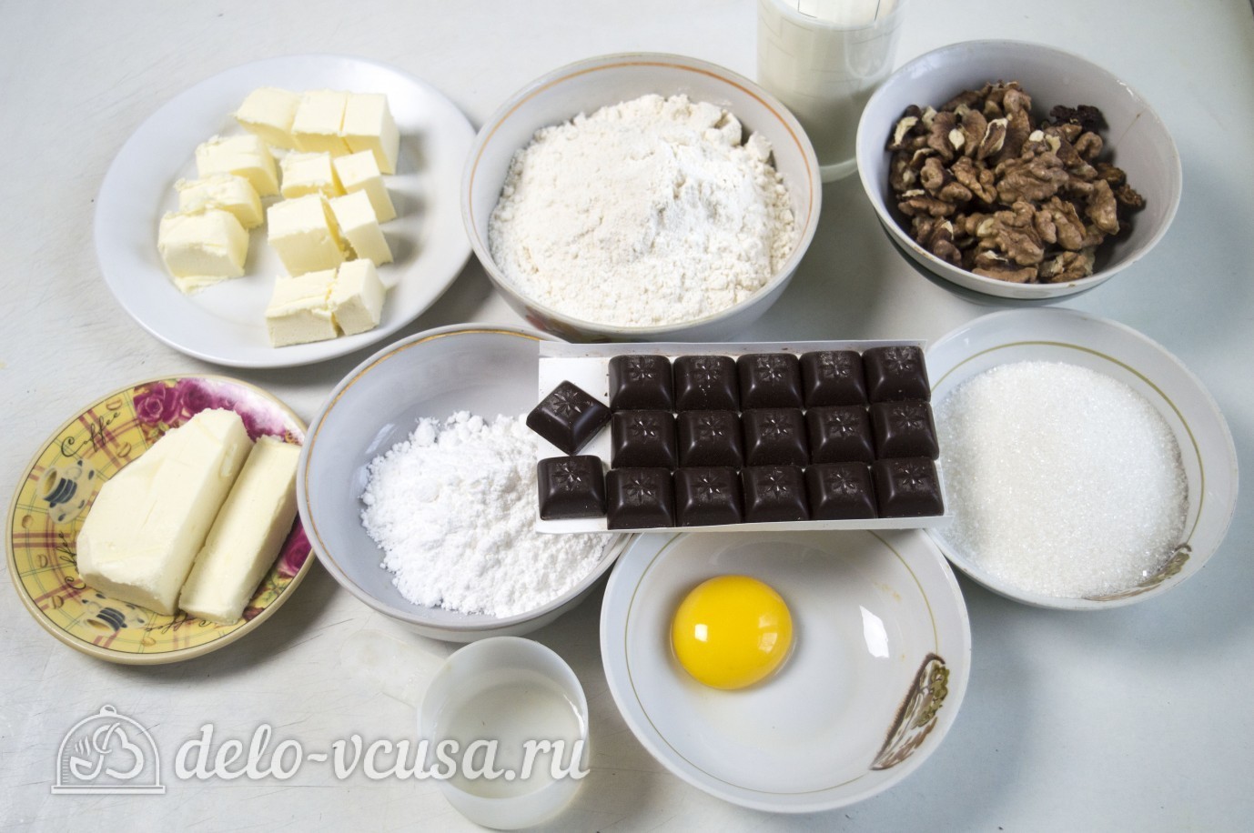 Ингредиенты Пирог с шоколадом и орехами Фото ингредиенты Пирог с шоколадом и орехами
