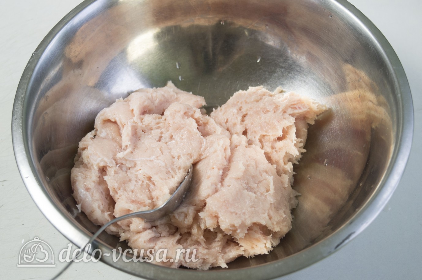 Шаг 4 приготовления Картофельные гнезда с курицей
