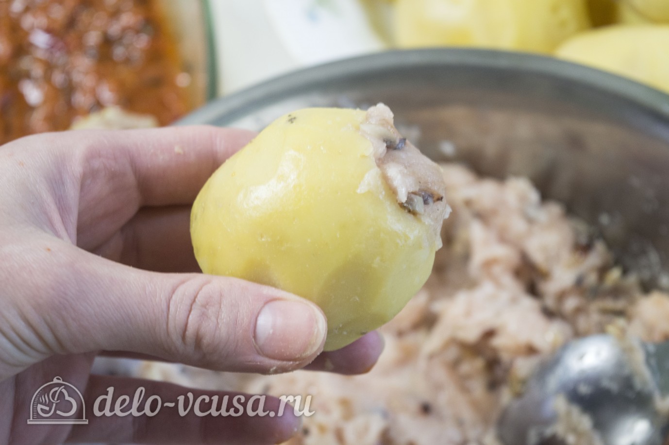 Шаг 9 приготовления Картофельные гнезда с курицей