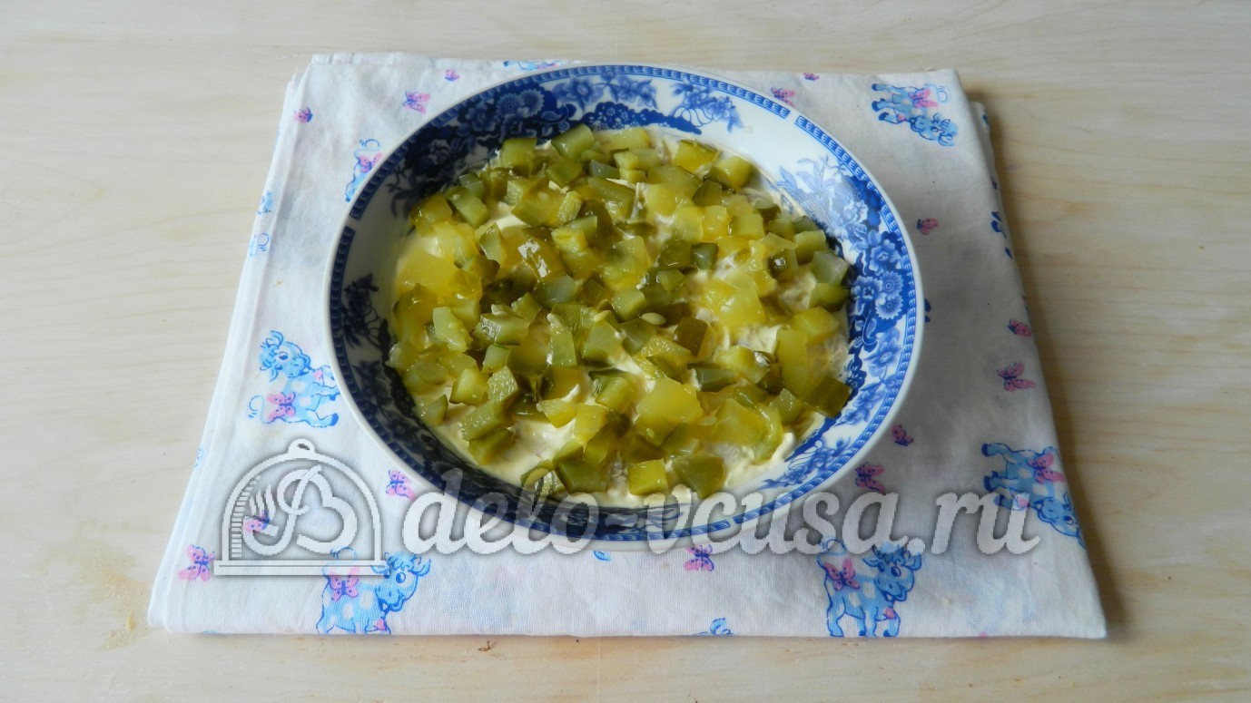 Шаг 5 приготовления Салат Березка с курицей