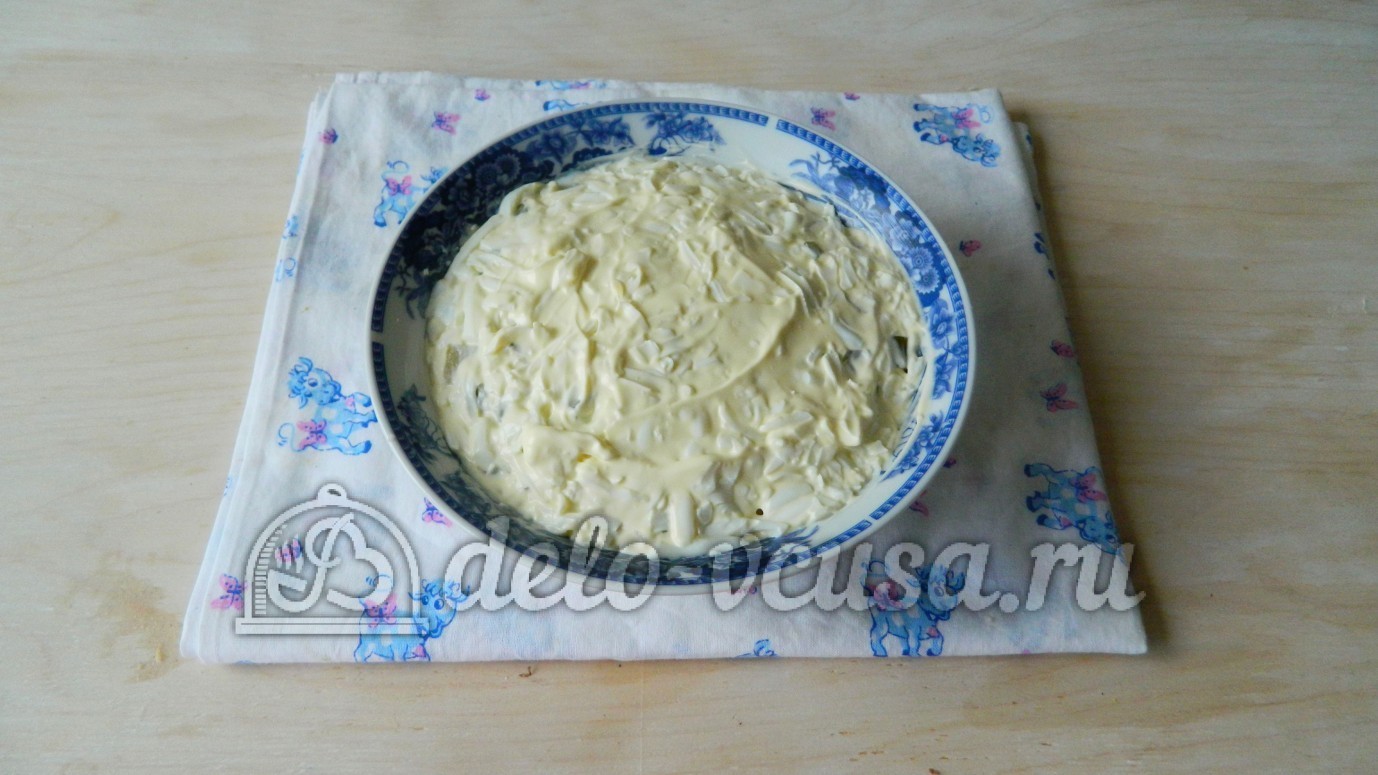 Шаг 7 приготовления Салат Березка с курицей