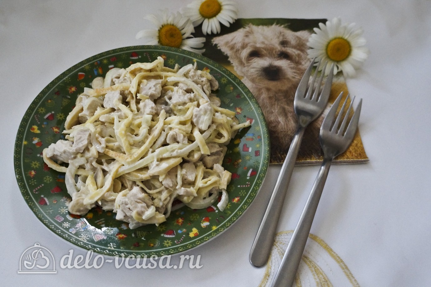 Обложка рецепта Салат с блинами и грибами