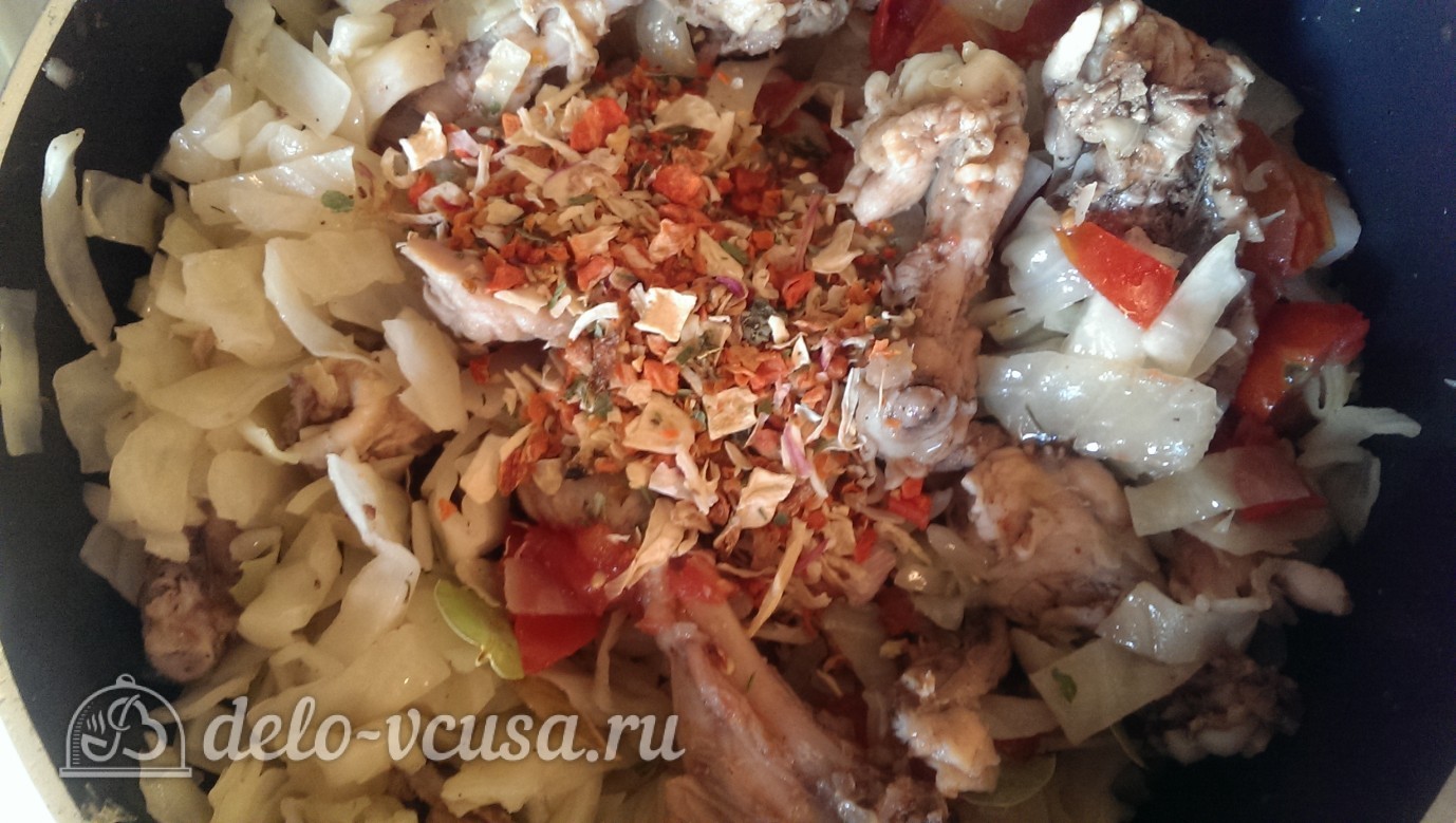 Шаг 13 приготовления Бигус с курицей
