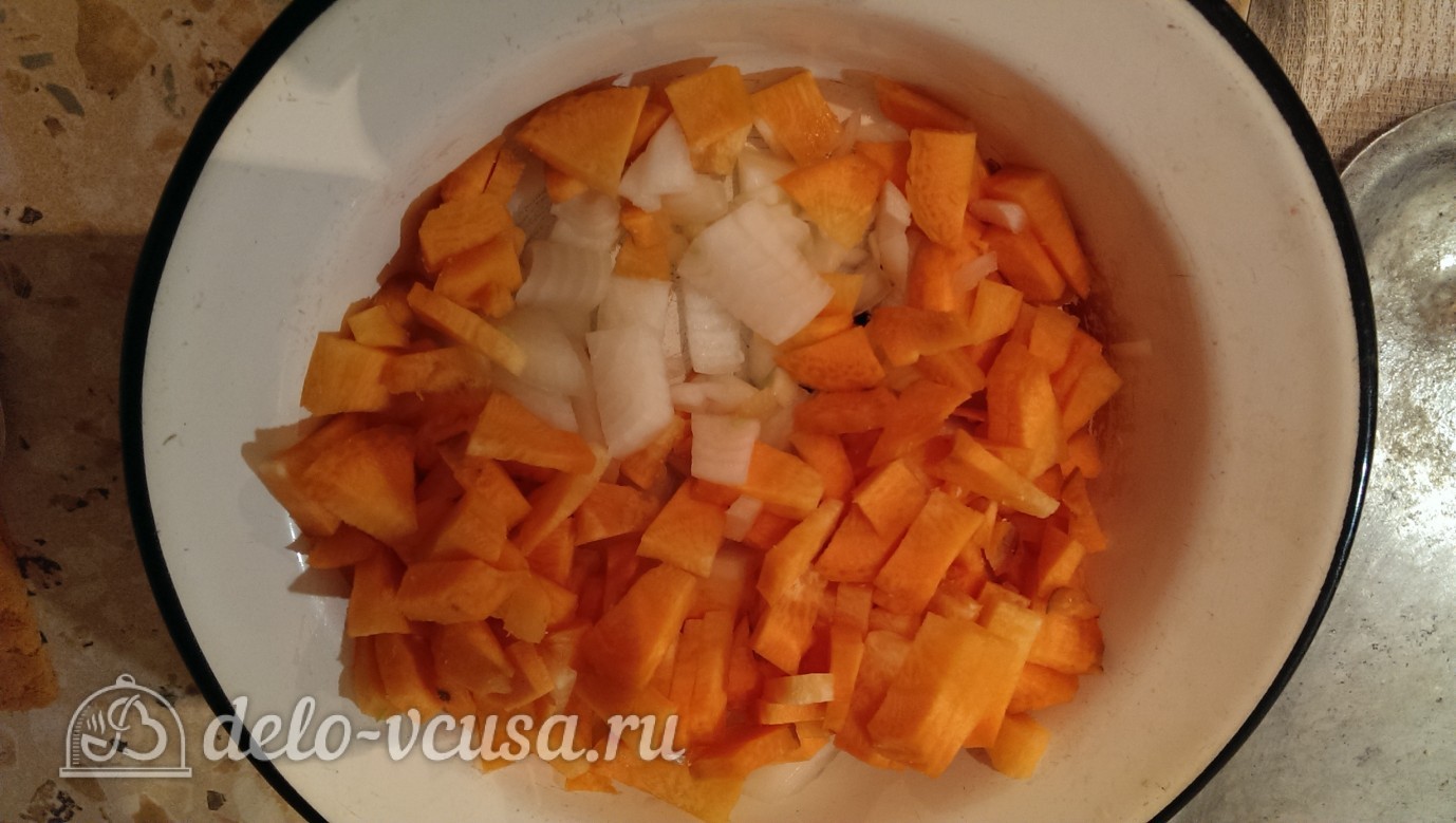 Шаг 8 приготовления Бигус с курицей