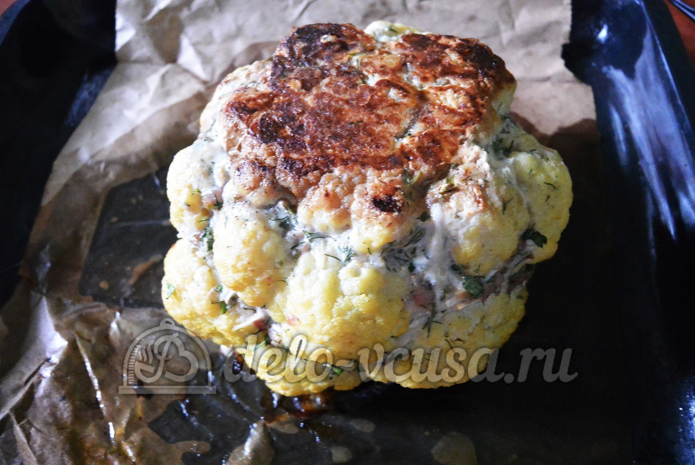 Шаг 12 приготовления Фаршированная цветная капуста