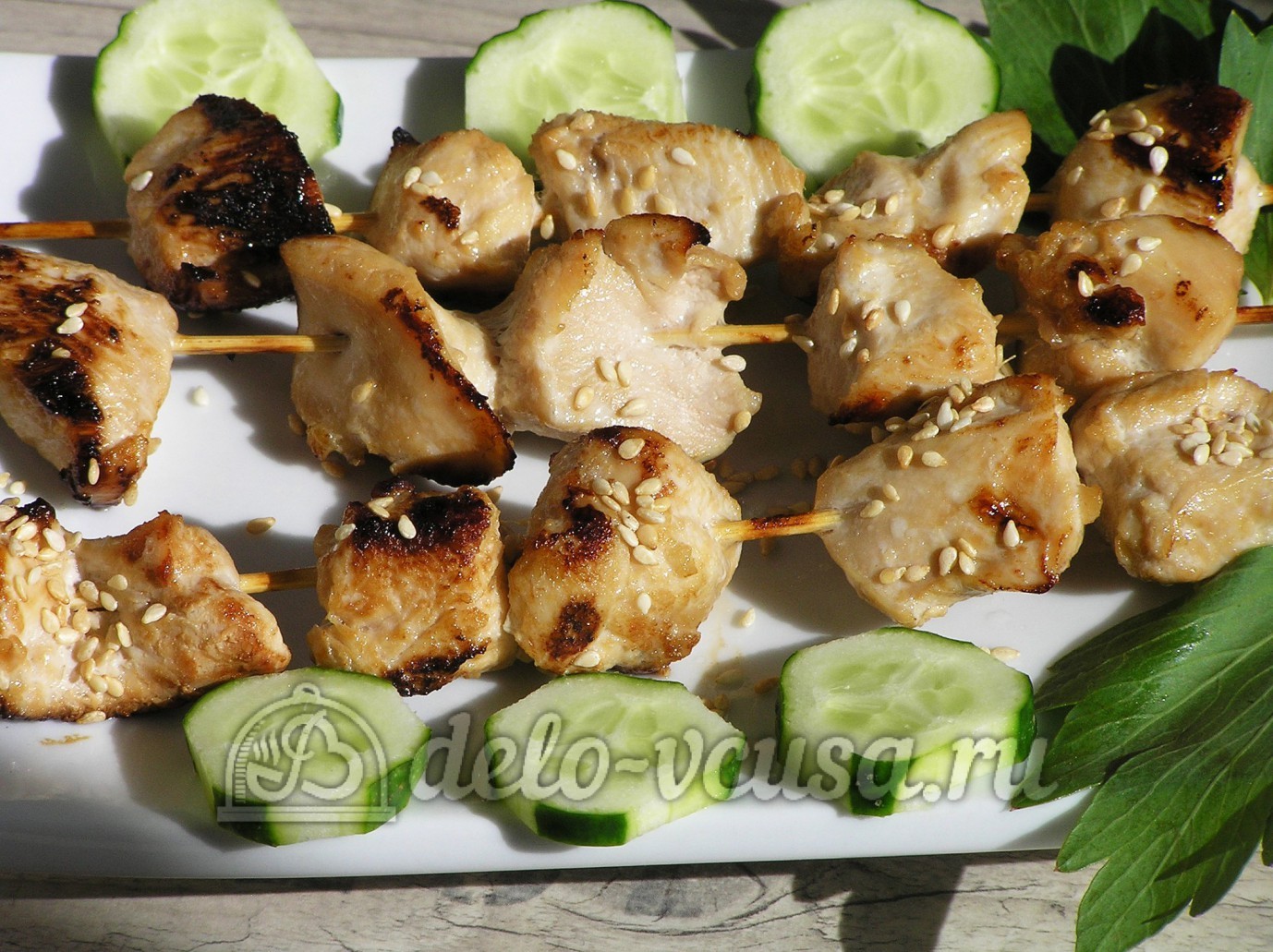 Шаг 10 приготовления Куриные шашлычки на шпажках