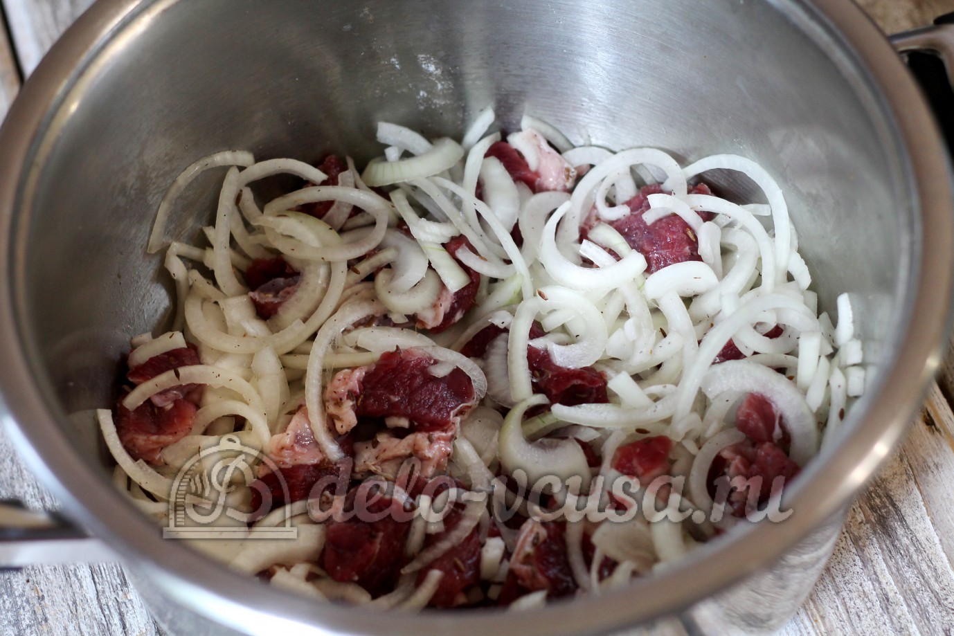 Шаг 1 приготовления Тушеные овощи с мясом