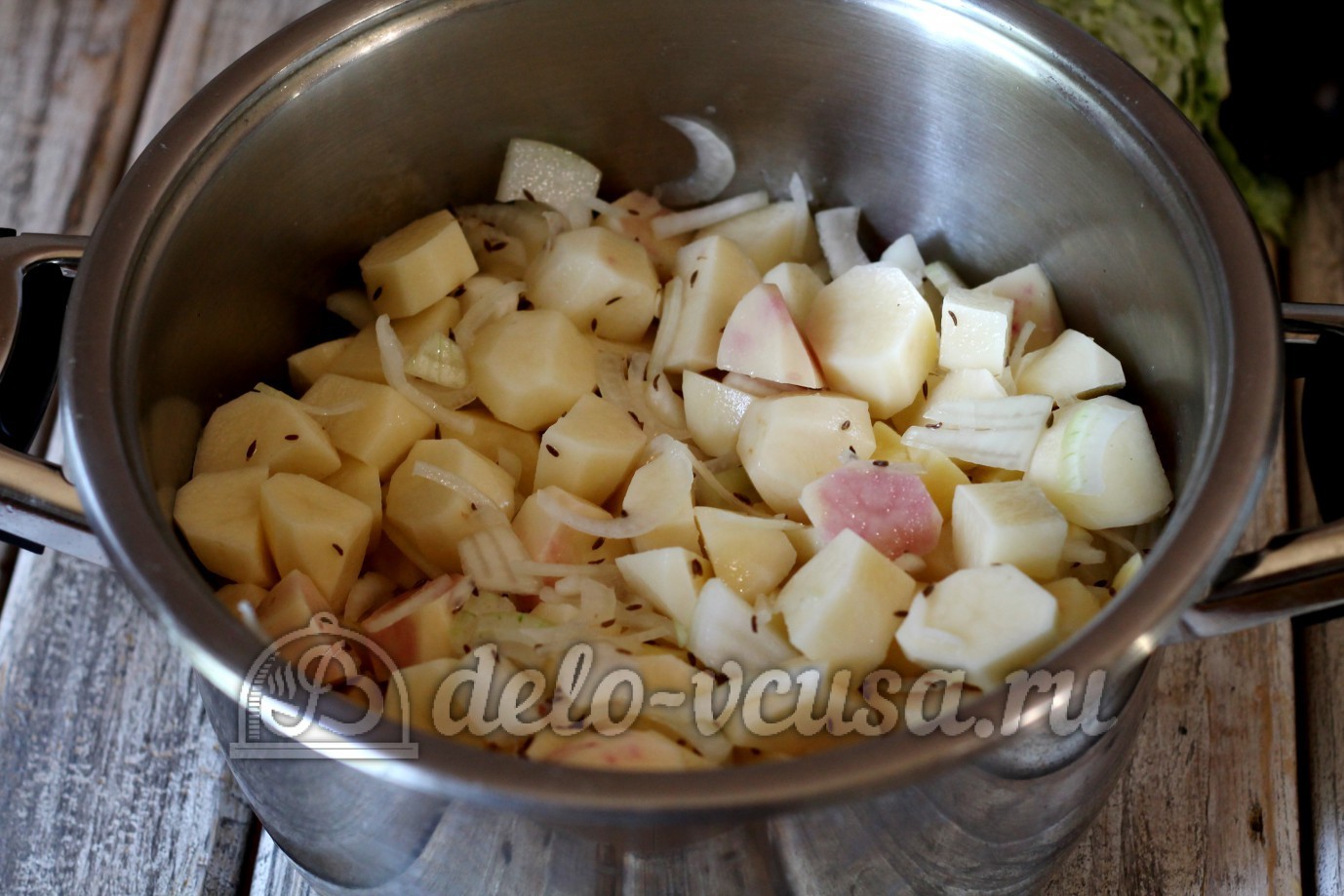 Шаг 5 приготовления Тушеные овощи с мясом